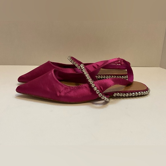 ASOS design Lizzie embellished slingback ballet flats in pink satin 9 - Picture 4 of 10